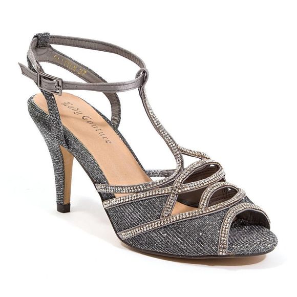 Lady Couture women\'s Glitter Ankle Strap Stiletto Sandal, Pewter EU38 main image 1